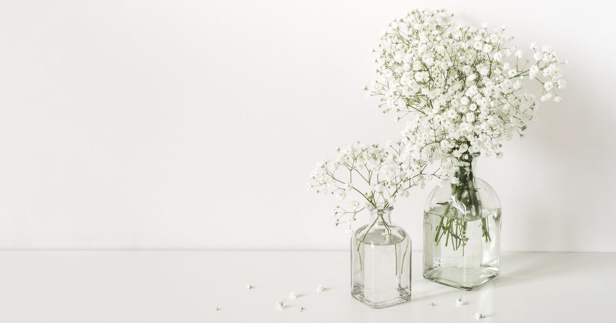Botellas-de-Vidrio-Transparente-con-Flores-Blancas